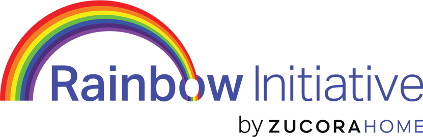 Logo of Rainbow Initiative with raibow in it.